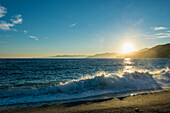 Beach in sunset, Varigotti, Finale Ligure, Province of Savona, Liguria, Italy