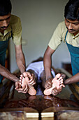 Ayurvedic foot massage in a hotel spa, Gokarna, Karnataka, India