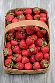 Fresh, red strawberries in basket, Santa Fe, New Mexico, USA
