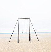 Empty rings on beach, Los Angeles, California, USA