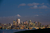 The Seattle skyline and Lake Union in the evening, Seattle, Washington, Seattle, Washington, USA