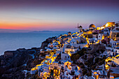Sunset over the town of Oia, Santorini, Greece
