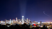 Seattle skyline lit up at night, Seattle, Washington, United States, Seattle, Washington, Usa