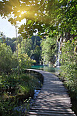 Wooden walkway to waterfall, plitvice, Croazia, Croazia