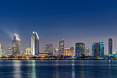 City skyline lit up at night, San Diego, California, United States, San Diego, California, USA