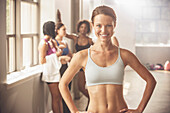 Woman smiling in gym, Saint Louis, Missouri, USA