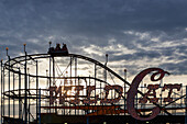 Silhouette of wild cat rollercoaster at Puyallup Fair, Puyallup, Washington, United States, Puyallup, Washington, USA
