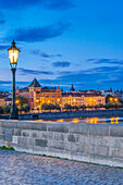 Charles Bridge and city illuminated at dawn, Prague, Czech Republic, Budapest, Central Hungary, Hungary