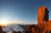Roque Nublo, vulkanischer Fels, Wahrzeichen, Parque Rural del Nublo, Naturpark, UNESCO Biosphärenreservat, Gran Canaria, Kanarische Inseln, Spanien, Europa