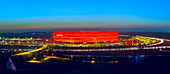 Allianz Arena in red, Munich, Upper Bavaria, Bavaria, Germany