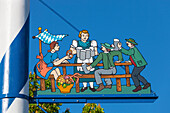 Detail of the Maypole on Viktualienmarkt, Munich, Upper Bavaria, Bavaria, Germany