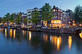 Houses along the Keizersgracht and Reguliersgracht in the evening, Amsterdam, Netherlands