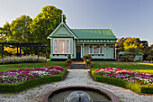 Flower beds in the Government Gardens, Rotorua, Bay of Plenty, North Island, New Zealand