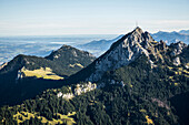 Aerial photo, Wendelstein peak, Mangfall mountains, Upper Bavaria, Bavaria, Germany