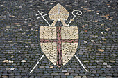 Pebble stone mosaic in the historic center of Freiburg im Breisgau, Black Forest, Baden-Wuerttemberg, Germany