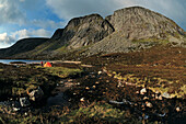 Tent near Creag an Dubh Loch, Cairngorms, Grampian Mountains, Highlands, Scotland, Great Britain
