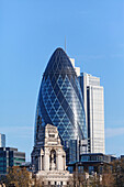Port of London Authority Building and The Gherkin, City, London, England, United Kingdom
