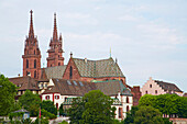 Blick auf den Rhein und das Münster, Basel, Schweiz, Europa