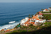 Houses along the coast, Barranco de Ruiz, near Los Realejos, Atlantic ocean, Tenerife, Canary Islands, Spain, Europe