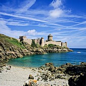 ´Fort La Latte´ castle 13th Century and cove Brittany France.