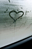 Heart shape on car window