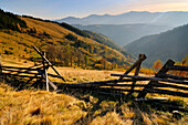 Broken fence, Krasnik village area, Carpathian Mountains, Ivano-Frankivsk region, Ukraine