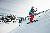 Skiers moving upwards, Kuhtai, Austria