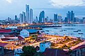 Skyline from Old Town, Panama City, Panama, Central America, America.