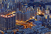Aerial view of buildings, Kowloon, Hong Kong, China, East Asia.