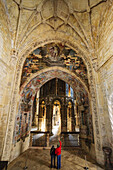 der Streuer von der Chorempore, XII Jahrhundert, alte romanische Kapelle der Templer, inspiriert von der Kirche des Heiligen Grabes, Klosterkirche von Christus, Jahr 1162, Tomar, Bezirk Santarem, Medio Tejo, Region Mitte, Portugal, Europa