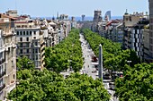 Passeig de Gràcia. View from above. Barcelona, Catalonia, Spain.