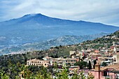 Taormina view and Etna volcano, Sicily, Italy
