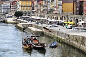 Rabelos typical barges on Douro river. Vila Nova de Gaia, Porto