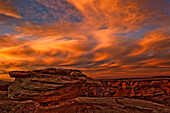 Vibrant Sunset Over The Rim Of Canyon De Chelley And Natural Rock Formation, Arizona.
