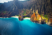 'View of a beach along the coast of an hawaiian island; Hawaii, United States of America'