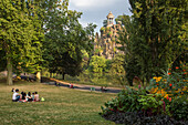 The folly, greco-roman temple (inspired by the sybil temple in tivoli), buttes chaumont park created in 1867 for the world expo, paris (75), france
