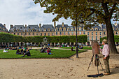 The place des vosges is situated in the marais quarter between the 3rd and 4th arrondissements, it is the oldest square in paris, paris (75), ile-de-france, france