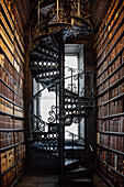 Spiral stairway in the old library of trinity college, nassau street, dublin, ireland