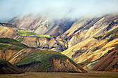 Mountains of rhyolite in landmannalaugar, volcanic and geothermal zone of which the name literally means 'hot baths of the people of the land', region of the high plateaus, southern iceland, europe