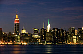 Manhattan Skyline Featureing Empire State Building at Night, New York City, USA