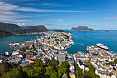 Elevated view over Alesund, Sunnmore, More og Romsdal, Norway, Scandinavia, Europe