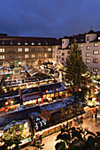 Christmas fair on Schillerplatz Square, Stuttgart, Baden Wurttemberg, Germany, Europe