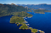 Aerial of Fiordland National Park, UNESCO World Heritage Site, South Island, New Zealand, Pacific