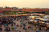 Marrakesh at dusk, Djemaa el-Fna, Marrakech, Morocco, North Africa, Africa