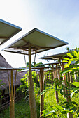 Solar panels in tropical garden, Ubud, Bali, Indonesia