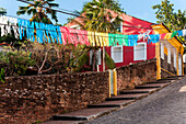 Brazil, Olinda, colourful house in a sloping street of the historic town