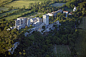 France, Bouches-du-Rhône (13), St. Peter's Abbey is a Benedictine abbey Montmajour, it is classified historical monuments, it is located to Arles (aerial photo)