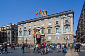 Spain, Catalunya, Barcelona City (barrio Gotico), Sant Jaume Square, Diputacio Bldg.