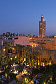 The minaret of the Koutoubia Mosque in Marrakech, Morocco.