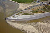 France, Somme (80) The Hourdel small port in the Bay of Somme (aerial view)